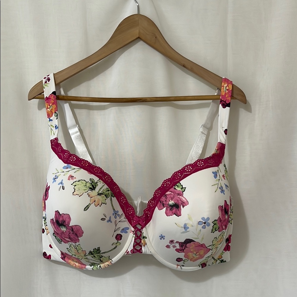 Deesse 42H White Floral Underwire Bra
